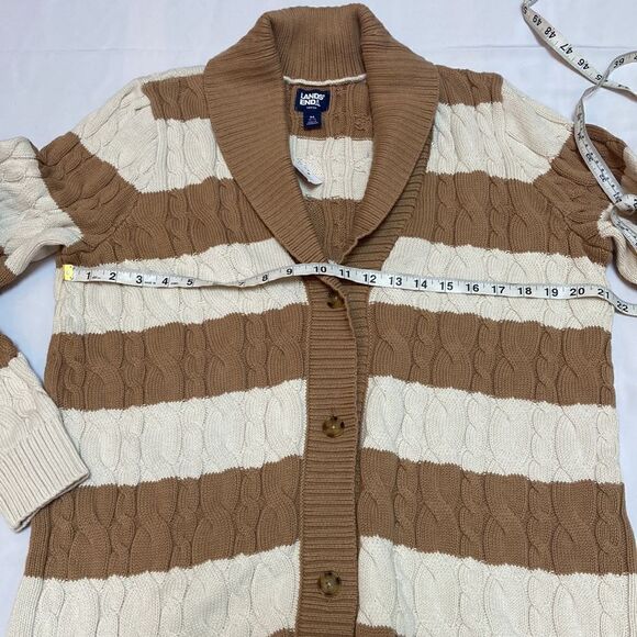 Lands End Drifter Shawl Neck Cable Sweater Cardigan Stripe Size M - Picture 6 of 11